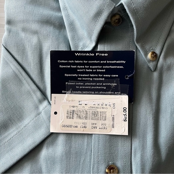 ROUNDTREE & YORKE NWT 2 Shirt Bundle Short Sleeve One Plaid and One Blue Size M - Picture 7 of 9